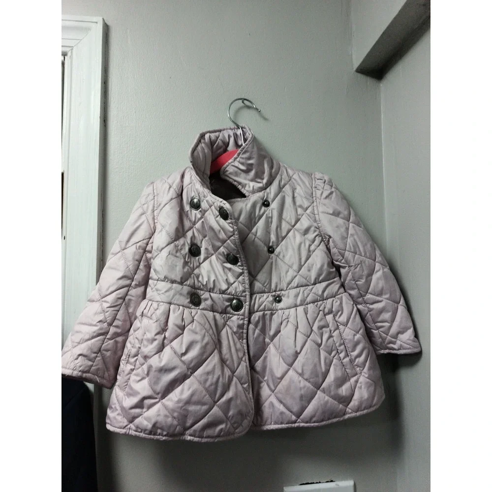 Ralph Lauren Baby Girls Plain Weave Quilted Jacket Pink Pockets Size 24 Months